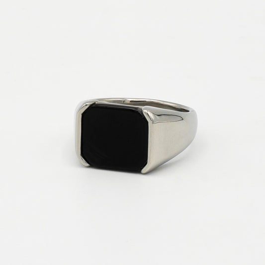 Black Onyx Signet Ring (Silver) - Biraaj